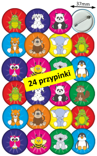 MiniPrzypinki "Zwierzaczki" (37mm, 24 szt.)