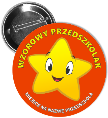 Przypinka: Wzorowy Przedszkolak (Gwiazdka) + nazwa przedszkola