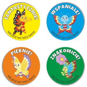 Naklejki Motywacyjne "Motyle" (40mm, 120 szt.) + nazwa szkoły/przedszkola/grupy