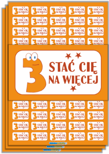 Małe Naklejki Oceny "Trójka" (prostokątne, 195szt.)