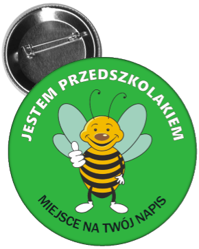 Przypinka jestem przedszkolakiem pszczoła 