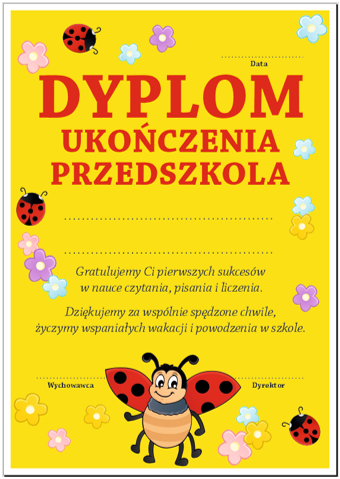 Dyplom ukończenia przedszkola