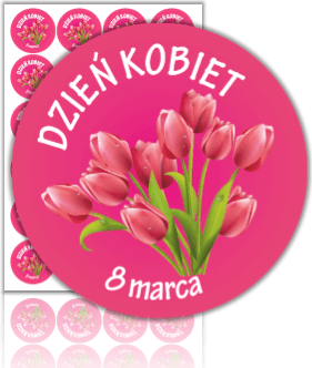Naklejki "Dzień Kobiet - 8 marca" (40mm, 24 szt.)