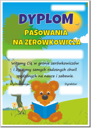 Dyplom pasowania na zerówkowicza- wzór 8