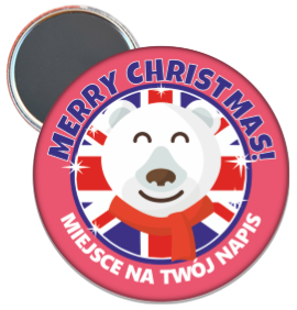 Magnes Merry Christmas z niedźwiadkiem