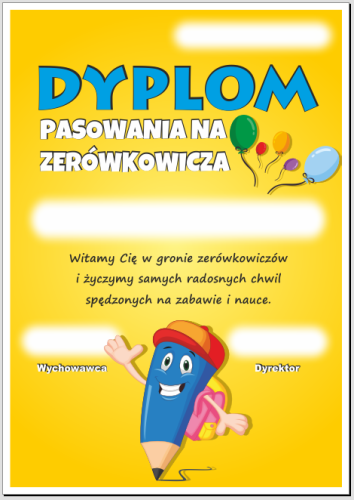 Dyplom pasowania na zerówkowicza