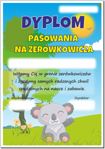 Dyplom pasowania na zerówkowicza