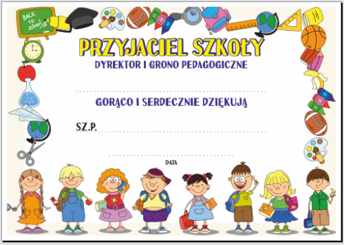 Dyplom przyjaciela szkoły