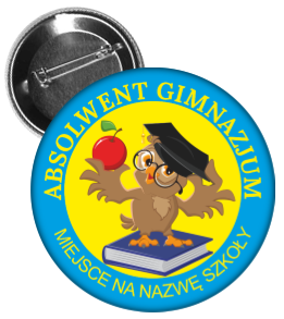 Przypinka absolwent gimnazjum/ukończenia gimnazjum.