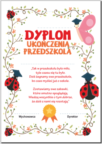 Dyplom ukończnia przedszkola