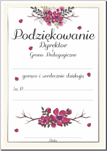 Dyplom podziękowania