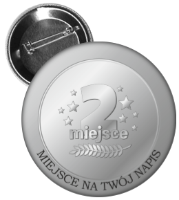 Przypinka: "Drugie miejsce" z nazwą szkoły/przedszkola/grupy