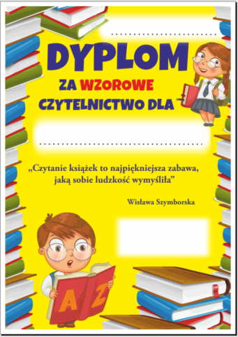 dyplom wzorowe czytelnictwo