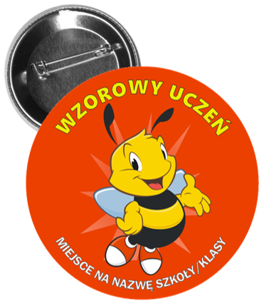przypinka wzorowego ucznia, przypinka na zakończenie roku, przypinka z pszczółka, przypinka dla dzieci, przypinki szkolne