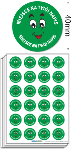 naklejki uśmiechy buźki zielone z własnym napisem