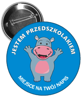 przypinki pasowanie na przedszkolaka "jestem przedszkolakiem" hipopotam