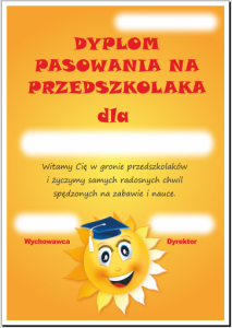 Dyplom: Pasowania na Przedszkolaka (Słoneczko)