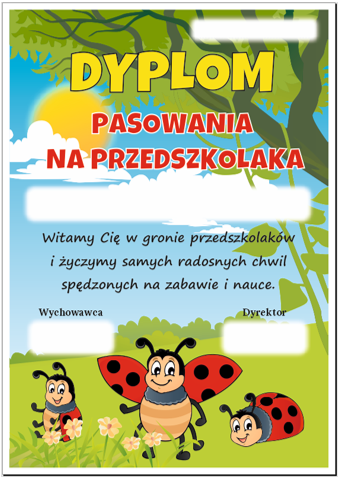 Dyplom pasowania na przedszkolaka biedronka