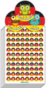 Małe Naklejki "Sowy" (j. niemiecki, 20 mm, 440 szt.)