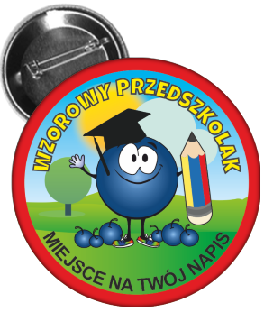Przypinka: Wzorowy Przedszkolak (Jagódka) +nadruk 