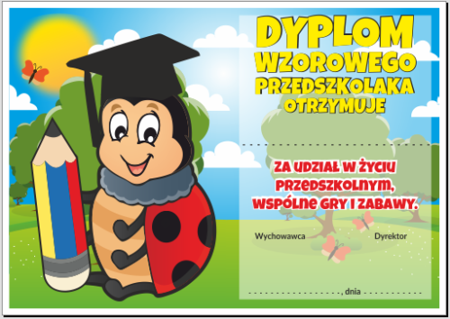 Dyplom wzorowego przedszkolaka biedronka