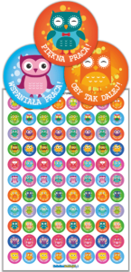 Małe Naklejki "Sowy" (20mm, 88 szt.)