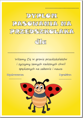 dyplom pasowanie na przedszkolaka biedronka