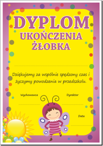 Dyplom ukończenia żłobka