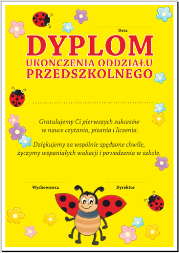 DYPLOM UKOŃCZENIA ODDZIAŁU PRZEDSZKOLNEGO 