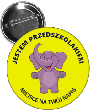 Przypinka jestem przedszkolakiem słonik