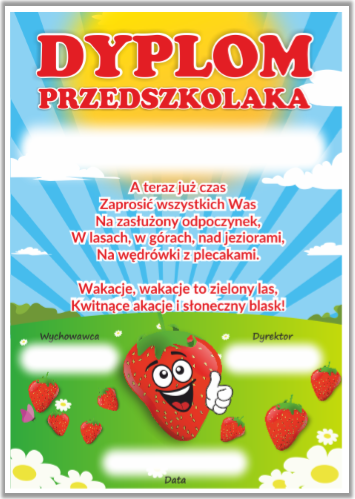 dyplom przedszkolaka poziomka