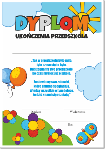 Dyplom ukończenia przedszkola