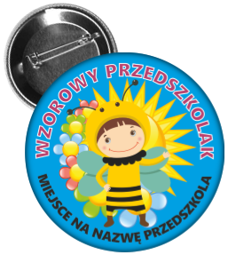Przypinka: Wzorowy Przedszkolak (Pszczółka 2) + nazwa przedszkolak