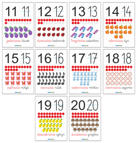 Plansze edukacyjne cyfry 11-20