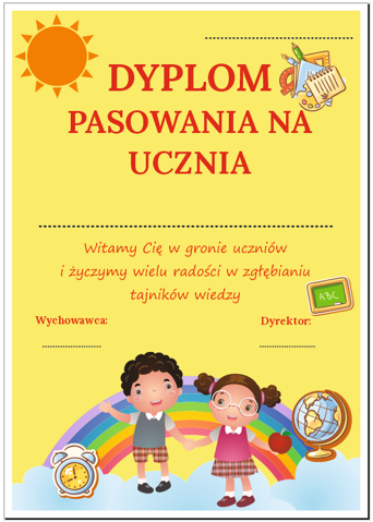 Dyplom pasowania na ucznia 