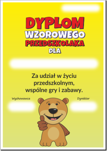 Dyplom wzorowego przedszkolaka