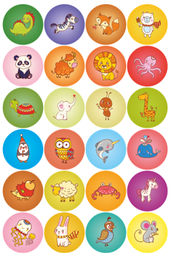 Naklejki do szatni zestaw 6 (40mm, 24 naklejki) 