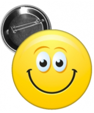 przypinka buźka żółta