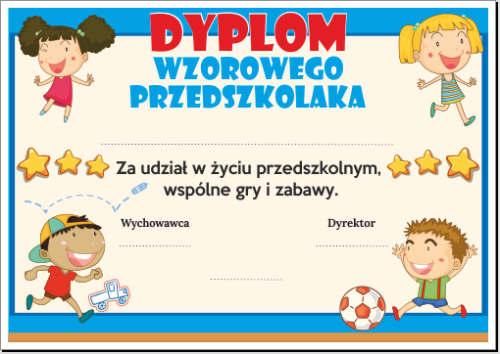 Dyplom wzorowego przedszkolaka