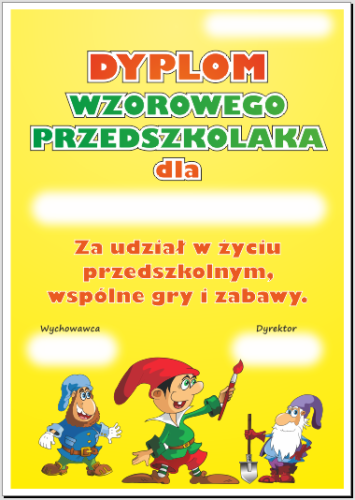 Dyplom wzorowego przedszkolaka