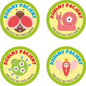 Naklejki "Dzielny Pacjent (4)" (40mm, 120 szt.) + nazwa szkoły/przedszkola/firmy
