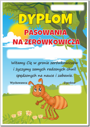 Dyplom pasowania na zerówkowicza - wzór 3