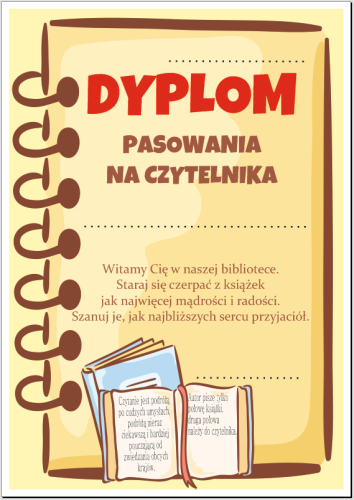 DYPLOM PASOWANIA NA CZYTELNIKA 