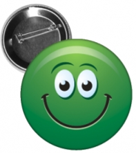 przypinka buźka zielona