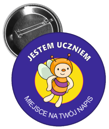 Przypinka dla dzieci jestem uczniem pszczółka