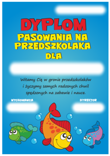 DYPLOM Pasowania na Przedszkolaka - Rybki