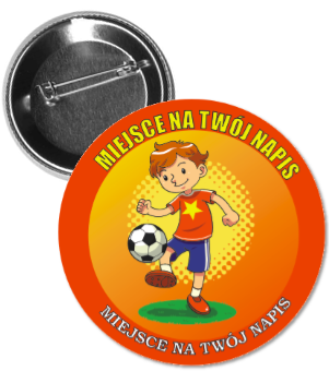 przypinka/button sportowa z piłkarzem dla dzieci