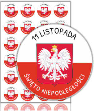 Naklejki 11 Listopada - Święto Niepodległości (40mm, 24szt.)