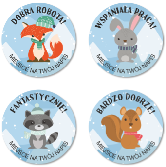 naklejki motywacyjne zimowe zwierzątka