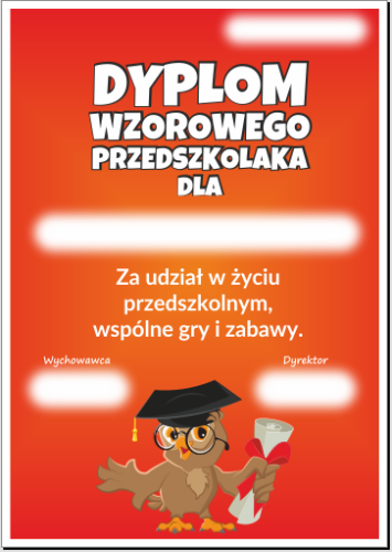 Dyplom wzorowego przedszkolaka
